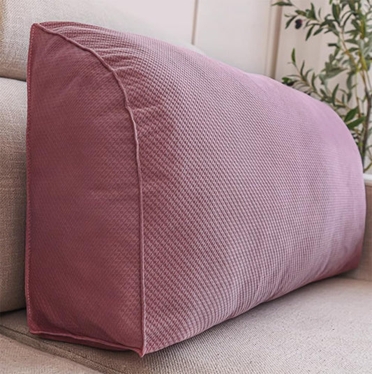 Creative Triangular Sofa Lumbar Pillows Reading Back Rest Waist Cushion Bed Tatami Soft Lumbar Support Cushions (Dark Pink, 70×35×17cm/27.56"×13.8"×6.69")