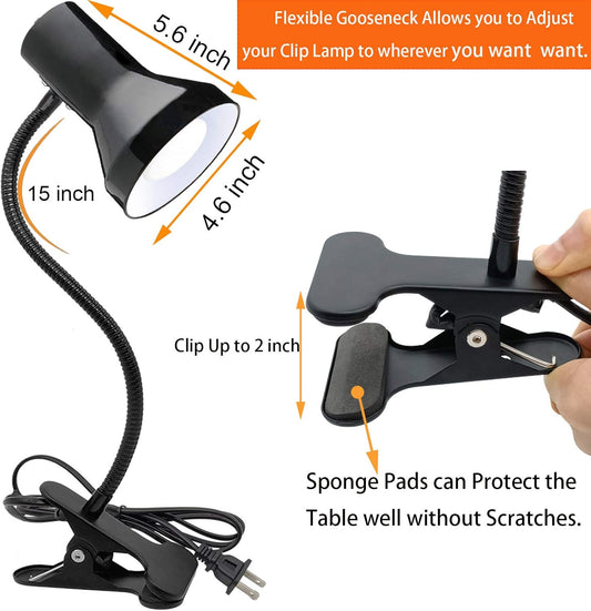 Desk Lamp Eye-Caring Table Lamps, 360°Rotation Gooseneck Clip on Lamp, Portable Reading Book Light, Clamp Light Eye-Caring Study Desk Lamps for Bedroom and Office Home Lighting