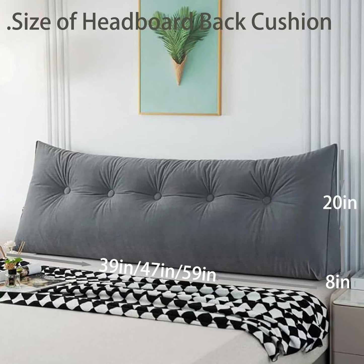 Large White Triangular Headboard Wedge Bed Rest Reading Pillow Backrest Positioning Support Bolster Cushion with Removable Cover for Dorm Bed Use, Twin-39x20x8in, Grey Purple