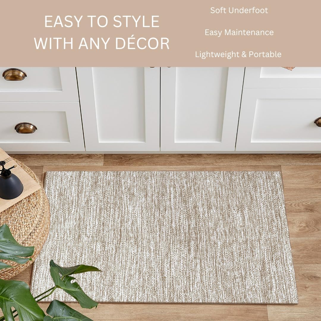 Hand Woven Area Rug 2x3 Feet - Rustic Farmhouse Boho Accent Rug for Living Room Bedroom Kitchen Entryway Floor Mats - Ideal for High Traffic Areas 100% Cotton Rag Rug Natural