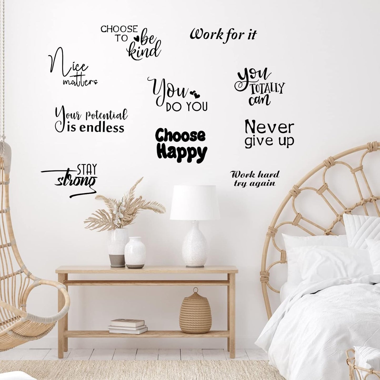 10 Pcs Inspirational Wall Decals Peel and Stick Vinyl Positive Quotes Wall Decor Removable Waterproof Motivational Window Stickers for Bedroom Office School Classroom Living Room Bathroom