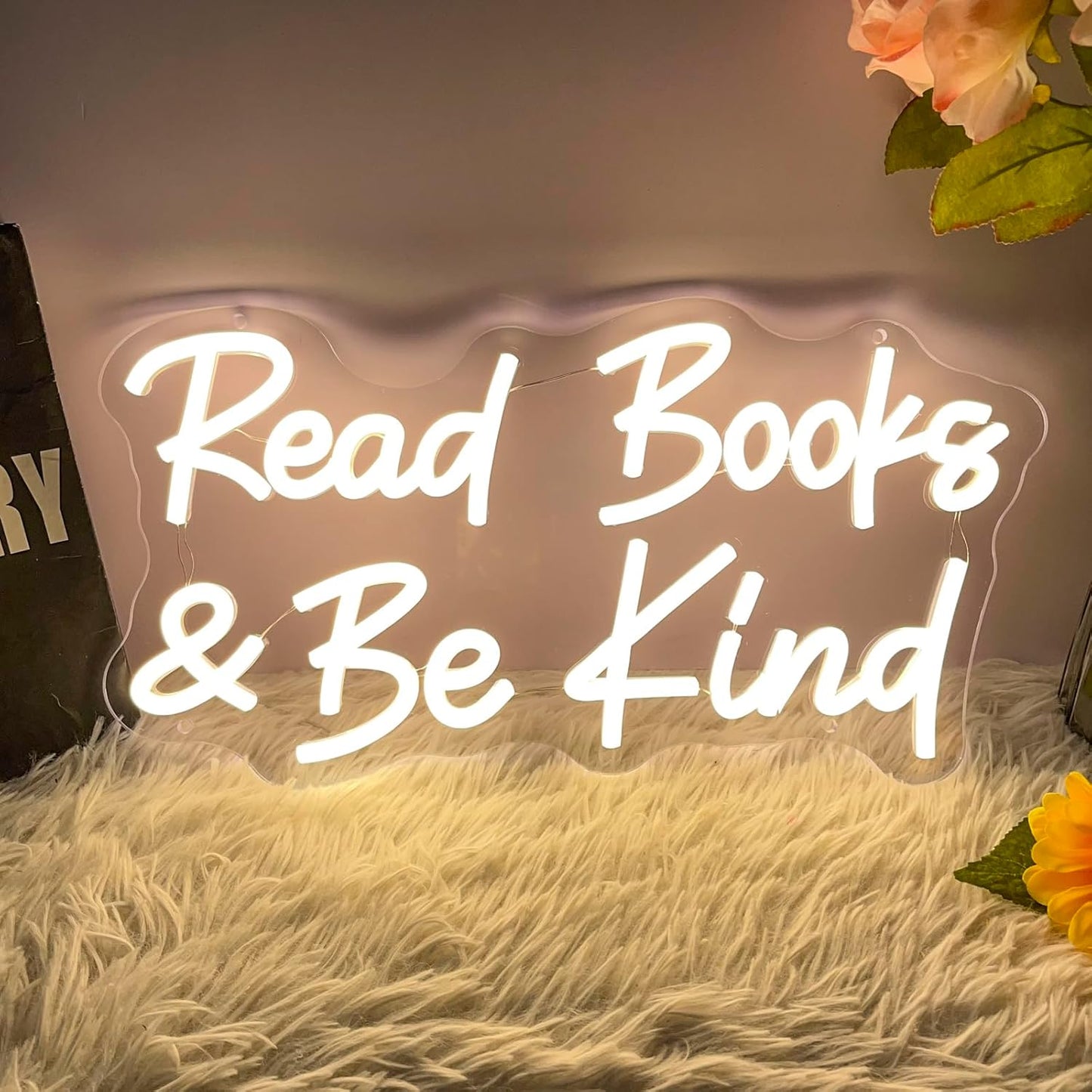 Read Books And Be Kind Neon Sign for Wall Decor, Dimmable Neon Light Signs for Bedroom LED Signs for Classroom Bookstore Library Study Reading Study Room Decoration