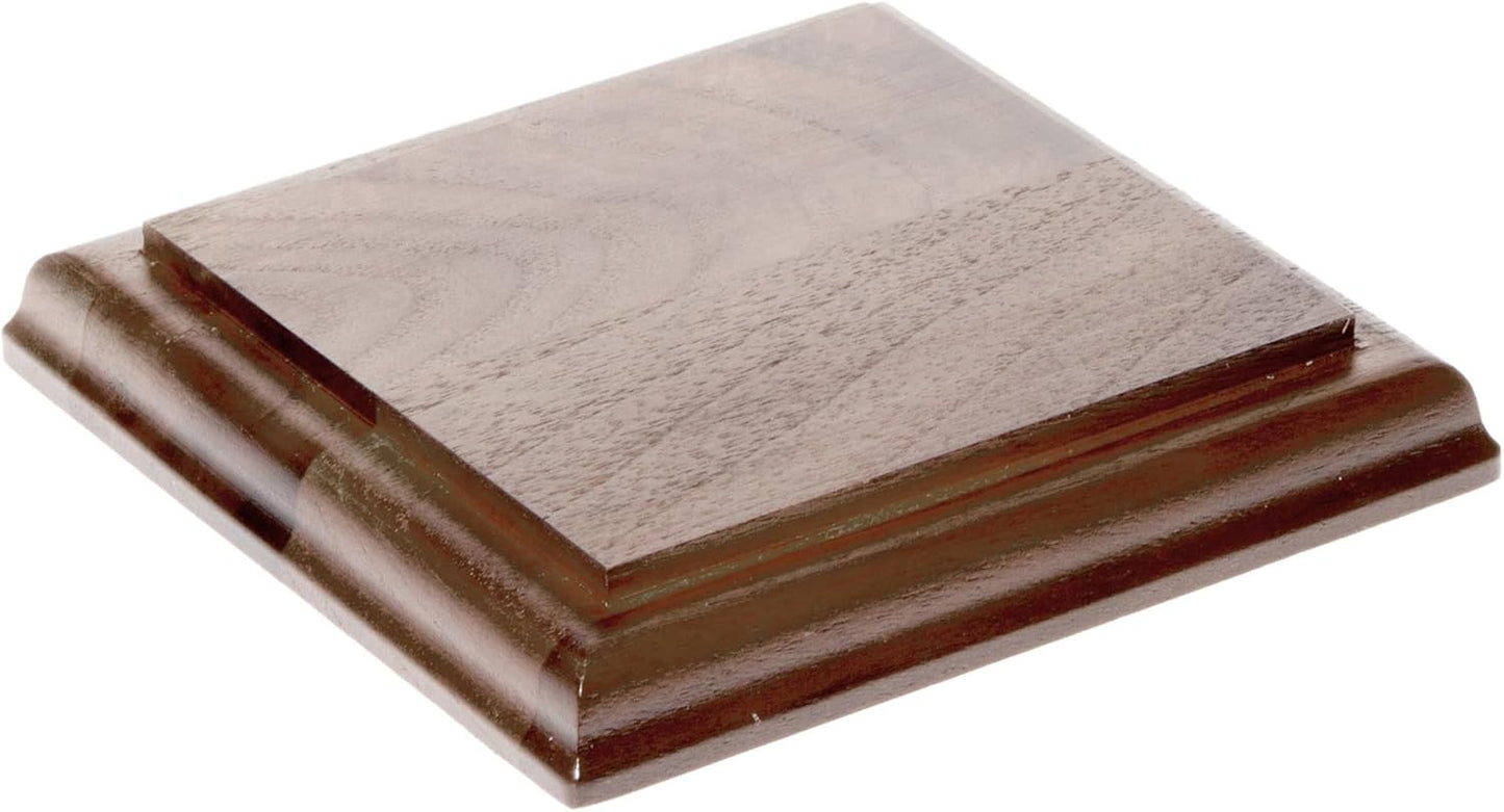 Plymor Solid Walnut Square Wood Display Base with Ogee Edge, 4.875" W x 4.875" D x 0.75" H