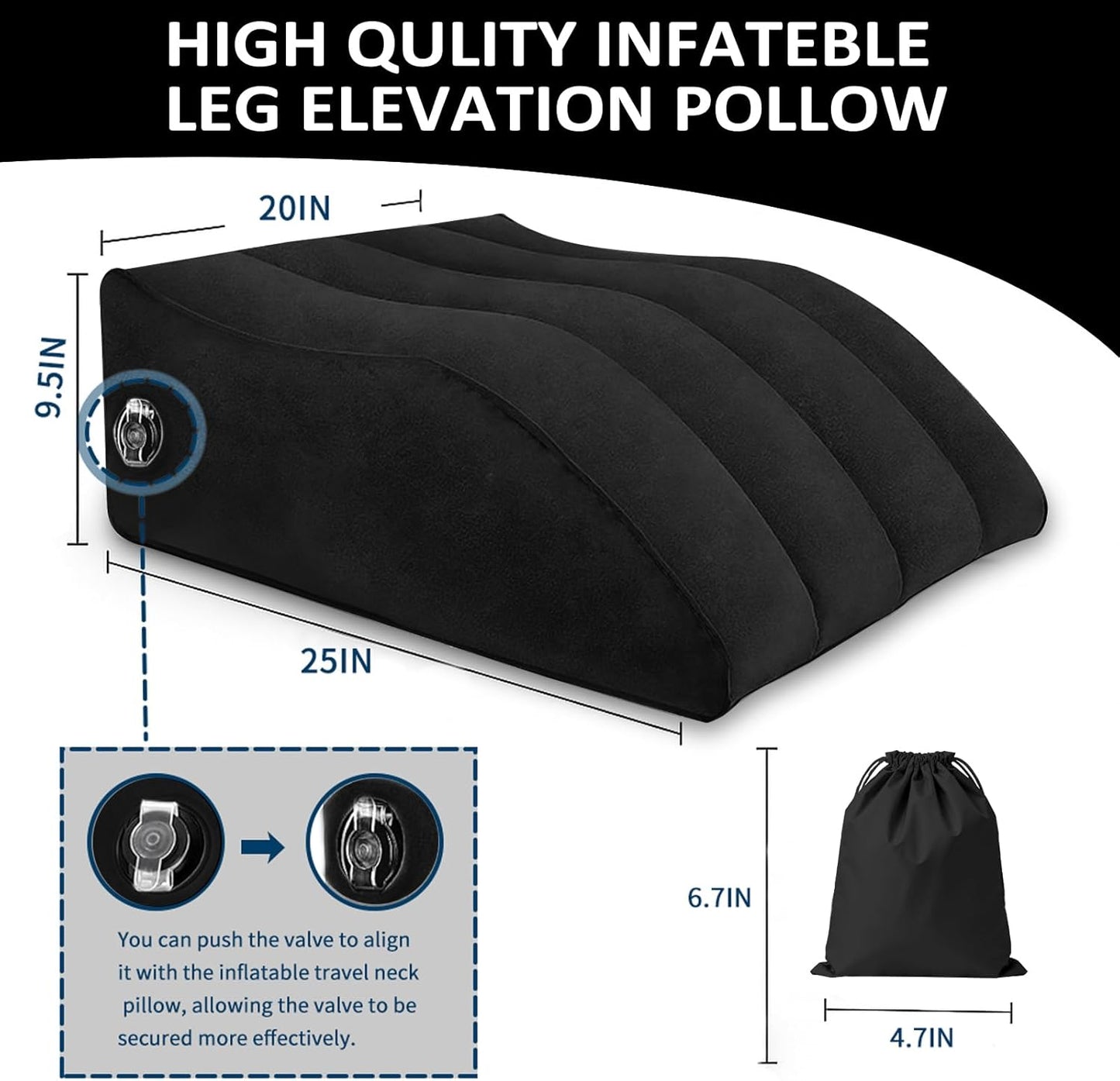 Inflatable Wedge Pillow for Leg Swelling - Inflatable Leg Elevating Pillow for After Surgery & Circulation,Wide Leg Pillow Elevation with Adjustable Sleep Mask for Traveling,Reading,Bed & Sofa Comfort