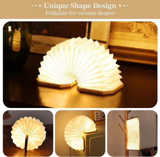 Paper Lamp Japanese Gifts House Warming Gifts, Book lamp 3 Colors Lights Mode, Foldable Japanese Lamp, Bamboo Base Paper Lantern Lights 1200mAh, Book Decor, Zen Decor Spiritual Gifts