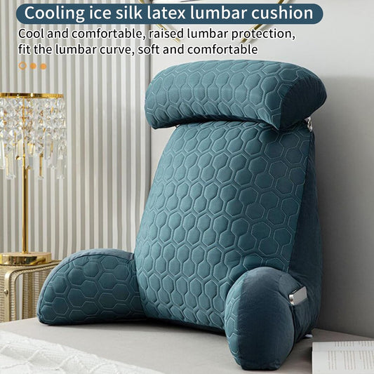 Bedside Cushion for Long Sitting,Cooling Ice Silk Lumbar Support Cushion for Office,Soft Large Sofa Backrest Reading Pillow for Adult (Purple)