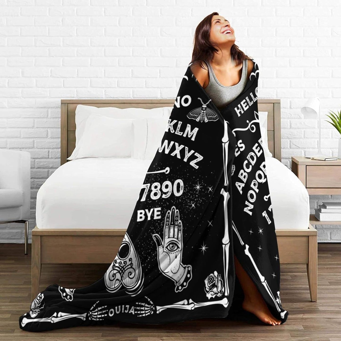 Ouija Board Occultism Throw Blanket Goth Witchy Super Soft Warm Bed Blankets for Couch Bedroom Sofa Office Car, All Season Cozy Flannel Plush Blanket for Girls Boys Adults, 50"X40"