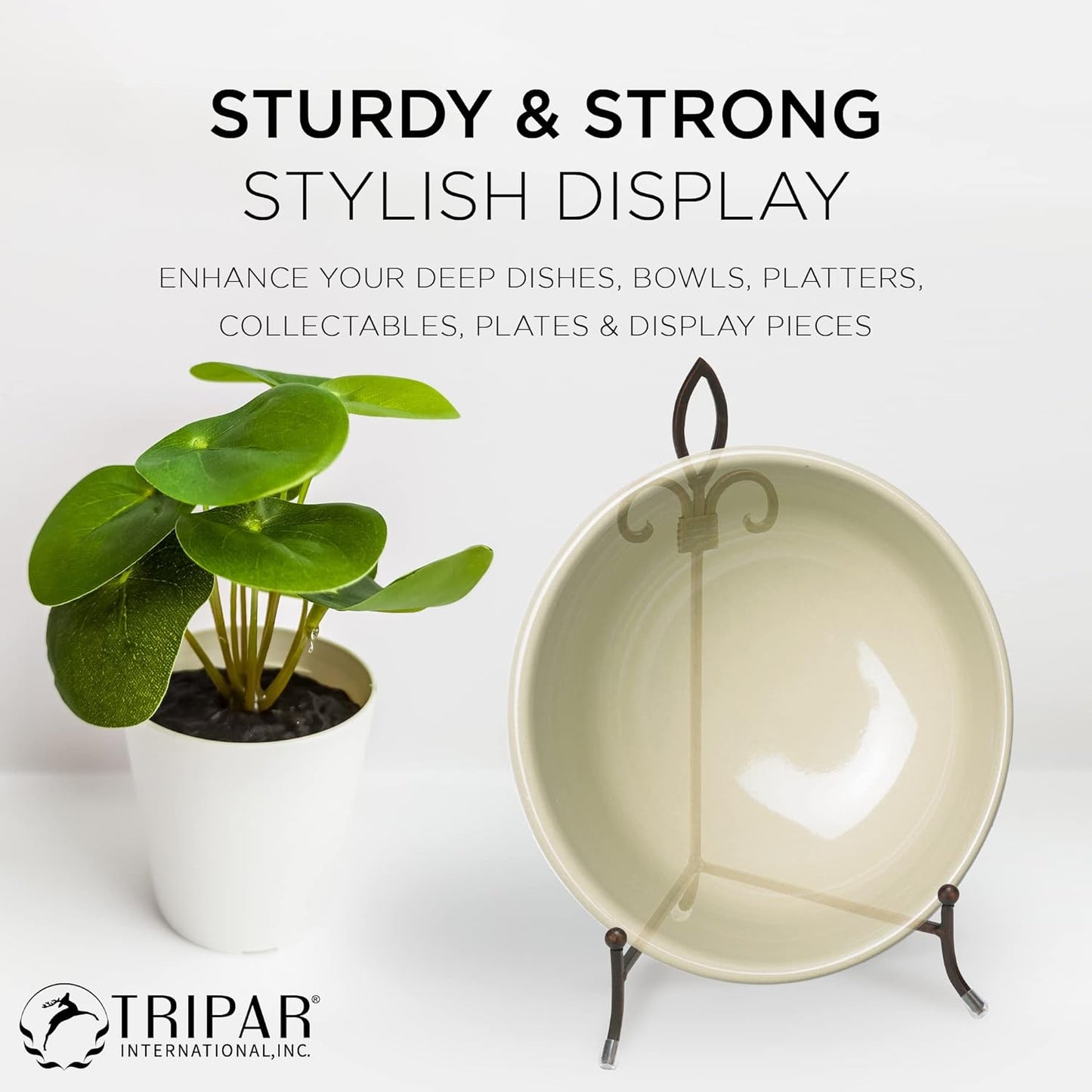 TRIPAR Large York Metal Display Stand for Pictures, Artwork, Bowls, Cookbooks, Platters, & Plates