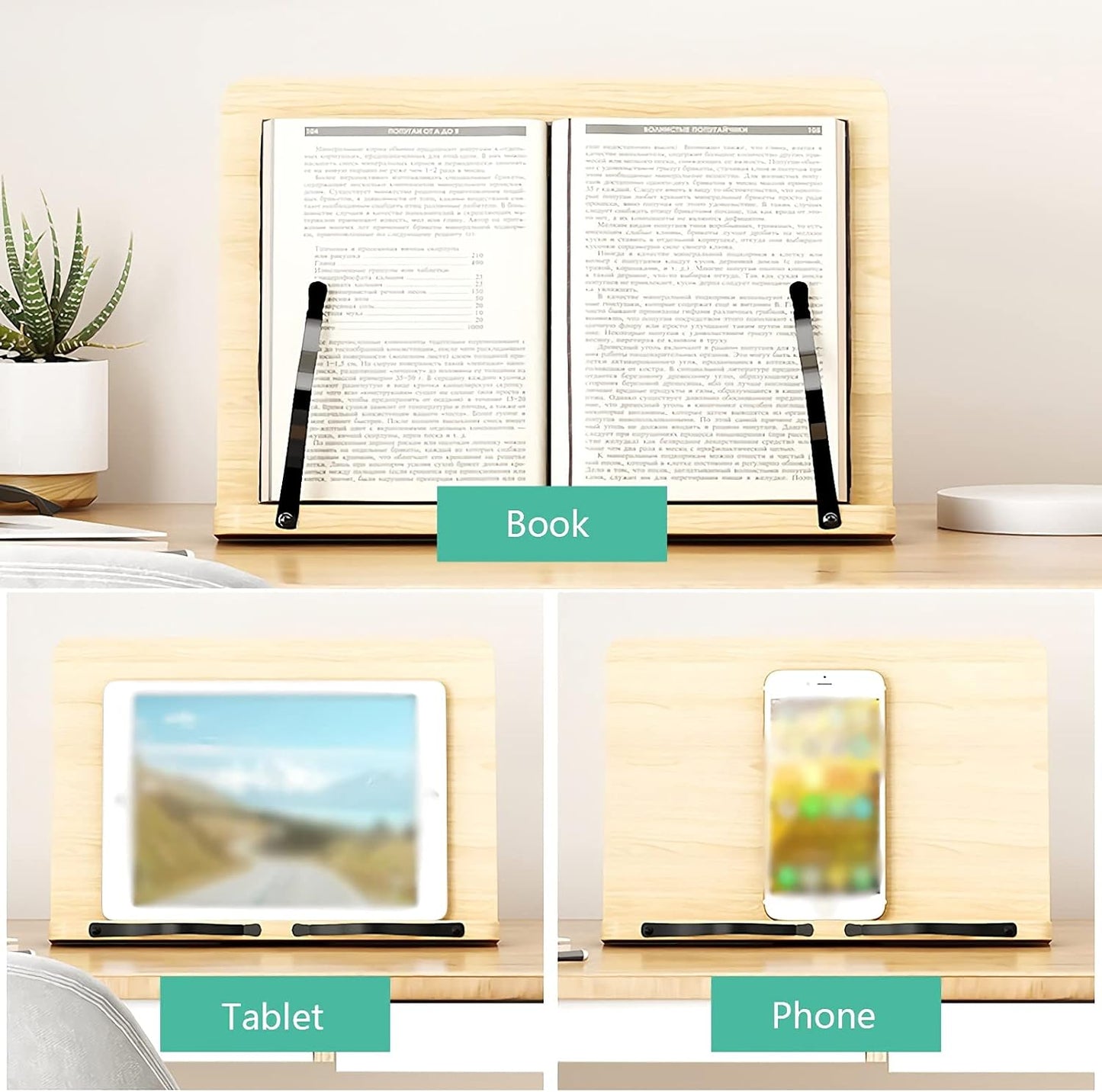 Book Stands and Holders for Reading Desktop Book Stands Book Reading Stand for Reading in Bed Tablet Holder Foldable Tray with Clip for Laptop Textbook Recipe Document for Kitchen and Office ( )