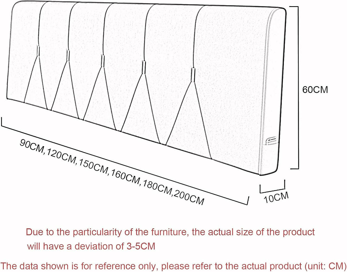 Headboard Bedside Cushion Technology Cloth Reading Pillows with Pockets Lumbar Support Backrest for Bedroom Sofa 5 Colors (Color : Gray Blue Size : 160CMX60CMX10CM) (Gray Green 120CMX60CMX10CM)