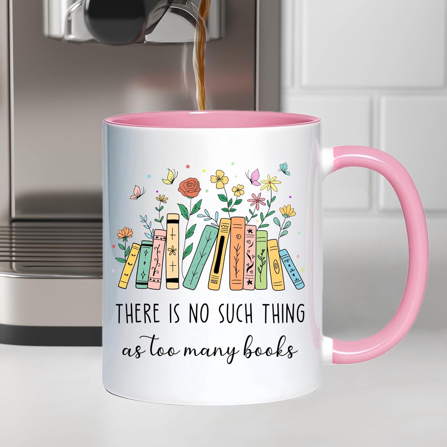 Book Lovers Coffee Mug, Reading Gift for Reader Woman Man, 11 oz Ceramic Water Coffee Cup for Bookworms Bookish Reader Book Club Party Mug (Too many Books)