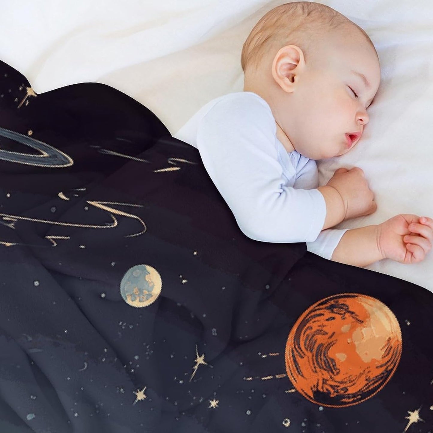 Planets and Astronaut Galaxy Throw Blanket for Couch Super Soft Warm Lightweight Throw Blankets Cozy Flannel Bed Blanket Cute Decorative Blankets for All Seasons Home Decor Gift 30"*40"(76 * 100cm)