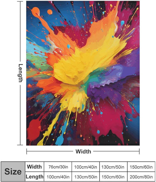 Custom Flannel Fleece Throw Blanket for Adults 50x60 Lightweight Colorful Paint Splatter Art Bedtime Blanket Soft Warm Blankets for Bed Couch Sofa Camping Picnic Wedding Gift Winter Home