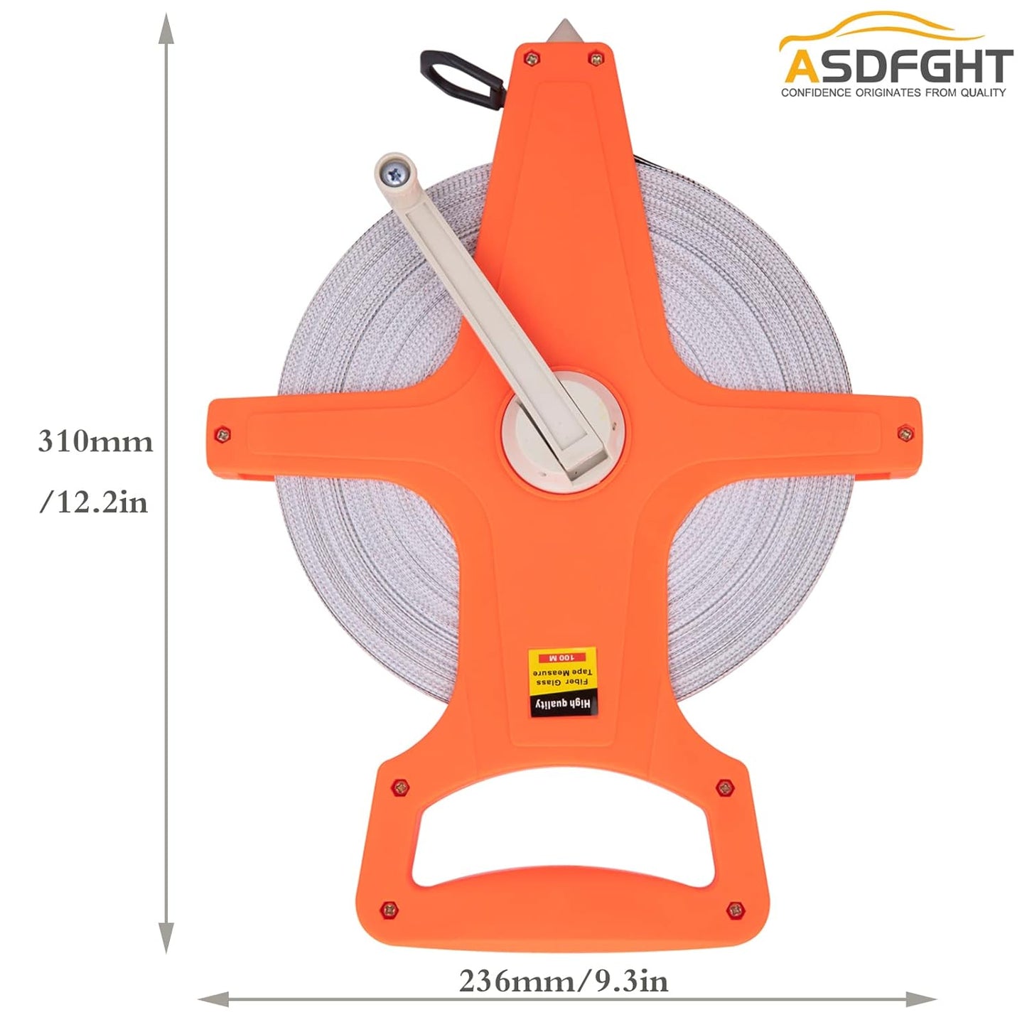 Open Reel Tape Measure 330 Feet, Fiberglass Tape Measure, Yard Measuring Tape Fit for Sports Field, Outdoor, Engineer,Track, Durable Dual-Sided Measuring Reel with Feet and Meters (1/2')