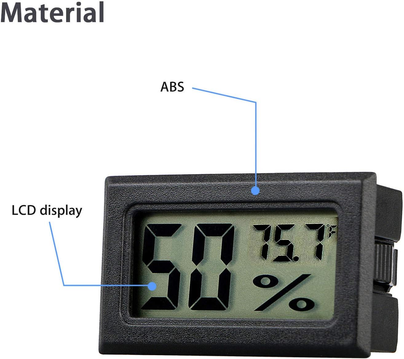 4-Pack Mini Digital Temperature Humidity Meters Gauge Indoor Thermometer Hygrometer LCD Display Fahrenheit (℉) for Reptile Tank,Jars,Guitar Case,Greenhouse, Garden, Cellar, Fridge, Closet