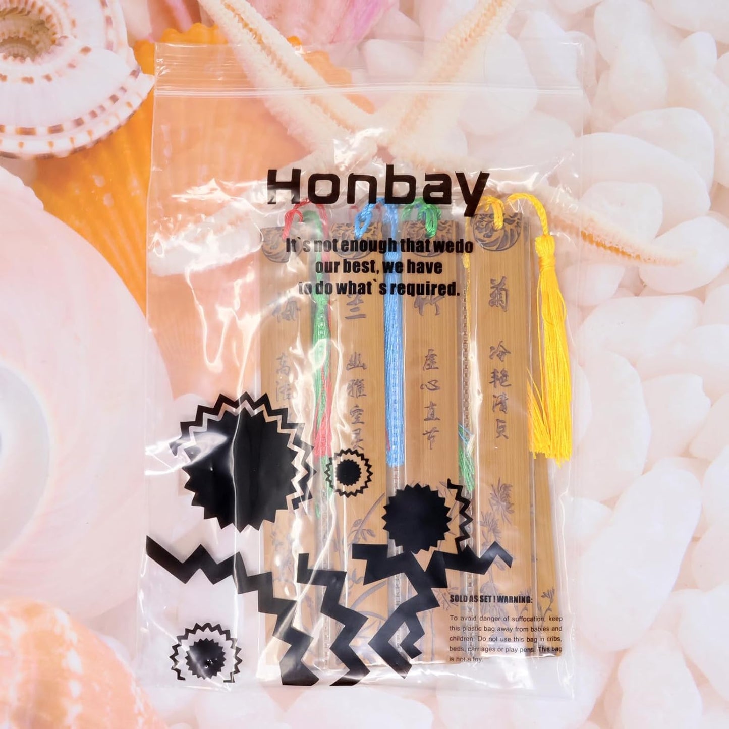 Honbay 8PCS Vintage Bamboo Bookmark Chinese Carving Blossom Bookmark with Tassel Reading Page Markers for School Office Supplies or Book Lovers (4 Style)