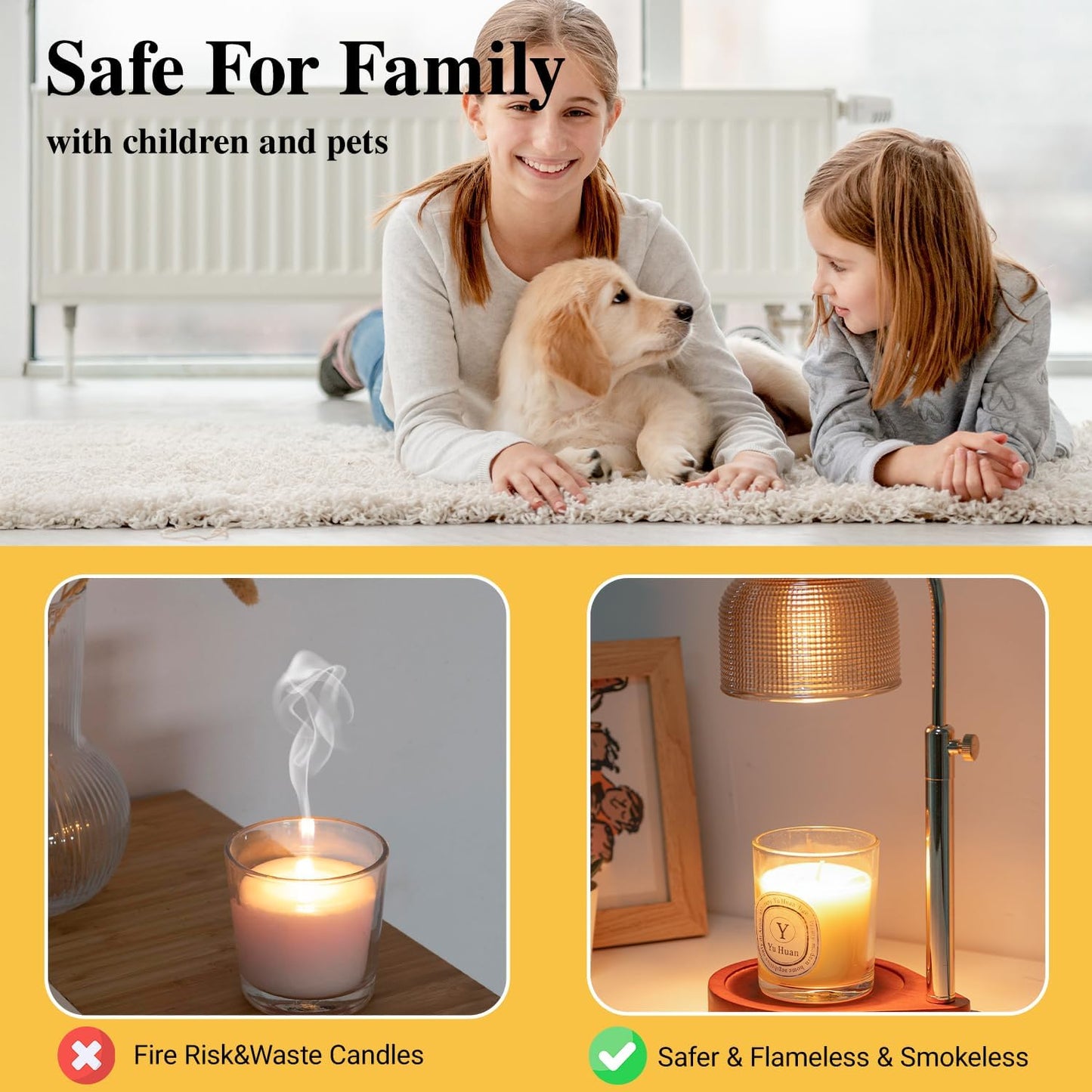 Candle Warmer Lamp with Timer Dimmer, Adjustable Height Wax Melt Warmer for Jar Candles, Vintage Home Decor & Aesthetic Bedroom Decor, Birthday Gifts for Women Mom Sister with 2 Replacement Bulbs