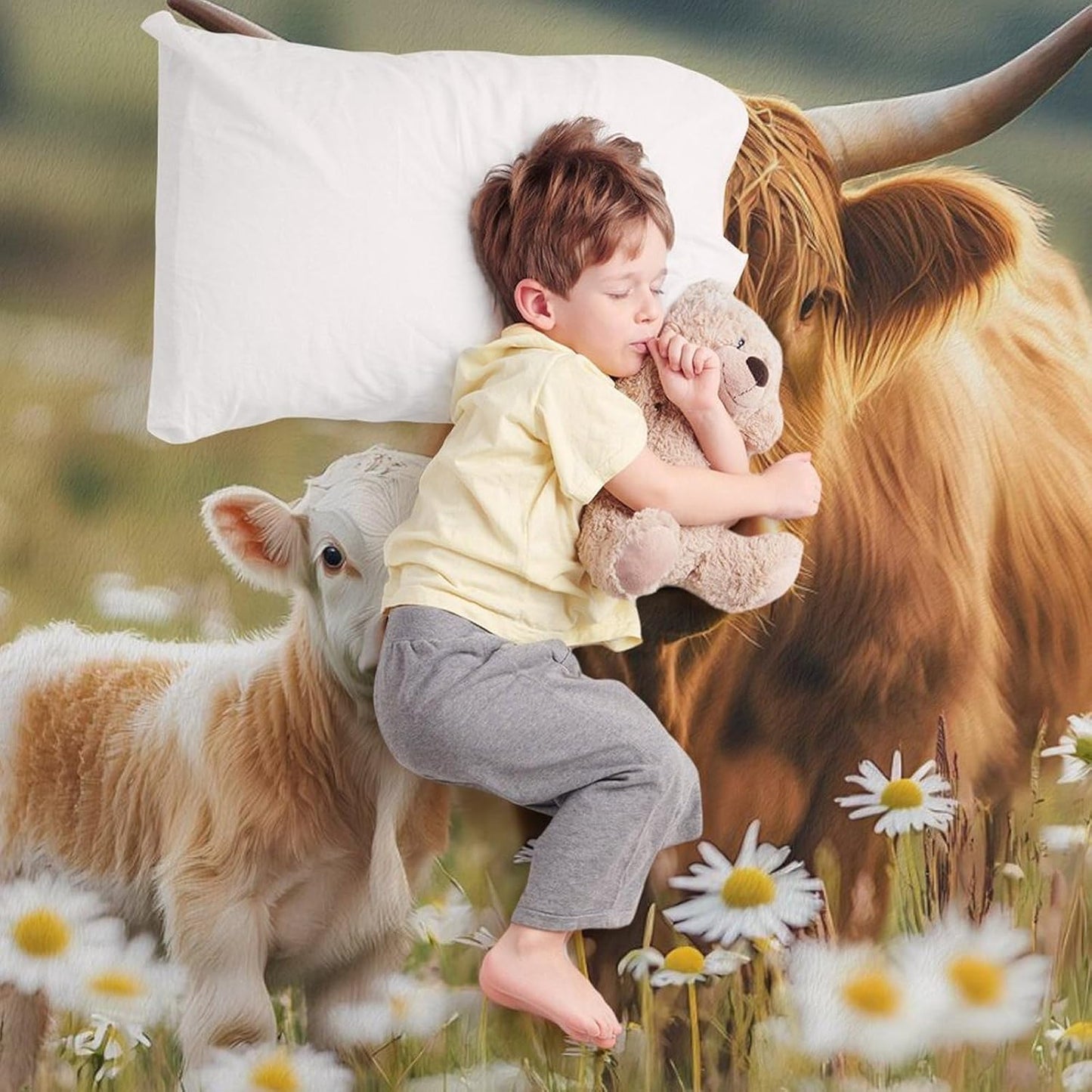 Highland Cow Throw Blanket for Couch Bed Plush Cozy Fuzzy Flannel Blanket for All Season 55"x70"