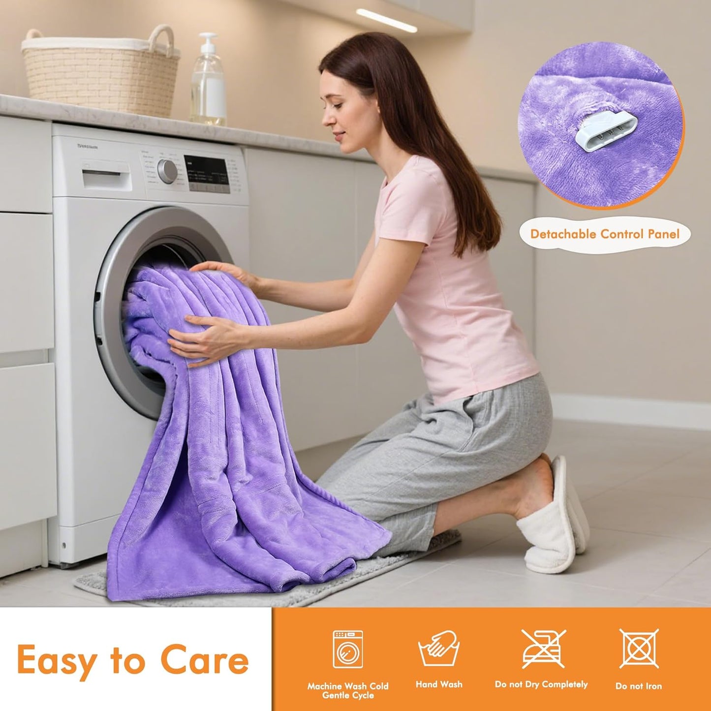 Tirrinia Wearable Heated Blanket with Sleeves, Cozy Sherpa & Fleece Electric Throw with 5 Heat Levels & Timer, Warm Snuggle Blanket for Sofa, Bed, Office, Winter Gift, Purple