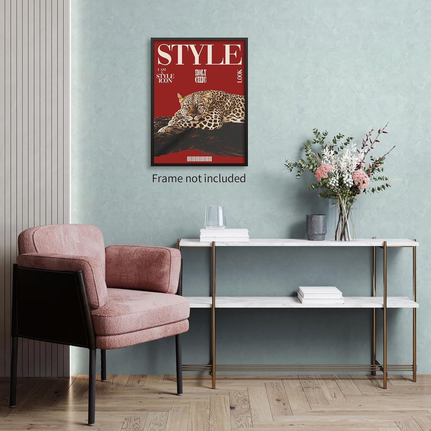 rumlud Red Cheetah Wall Art Vintage Trendy Cool Y2k Leopard Style Posters Funky Magazine Aesthetic Cover Canvas Prints for Living Room Bedroom Dorm Wall Decor 12X16 inch Unframed