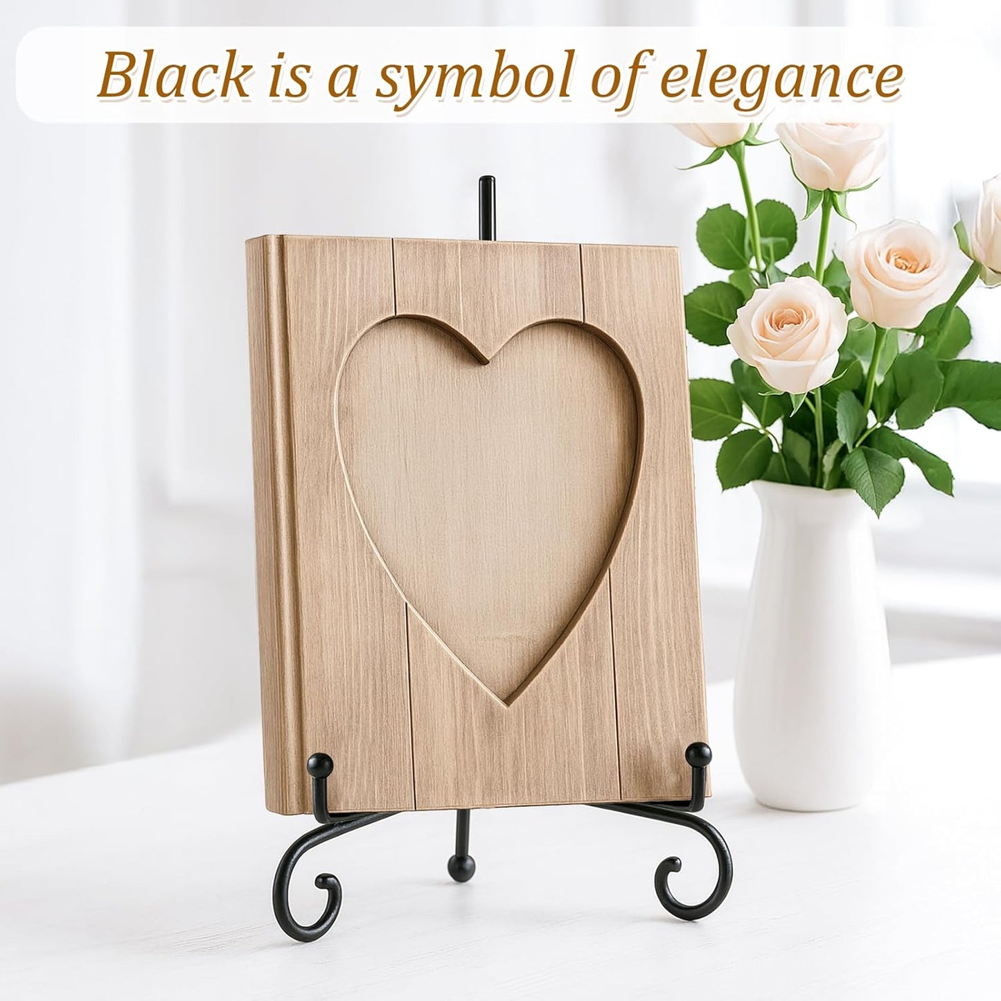 10 Packs Iron Display Stand, 10" Premium Black Iron Plate Stands Picture Stand Photo Stand for Display, Foldable Easel Stand Decorative Metal Plate Holders Display Stand for Frame Book Card Collection