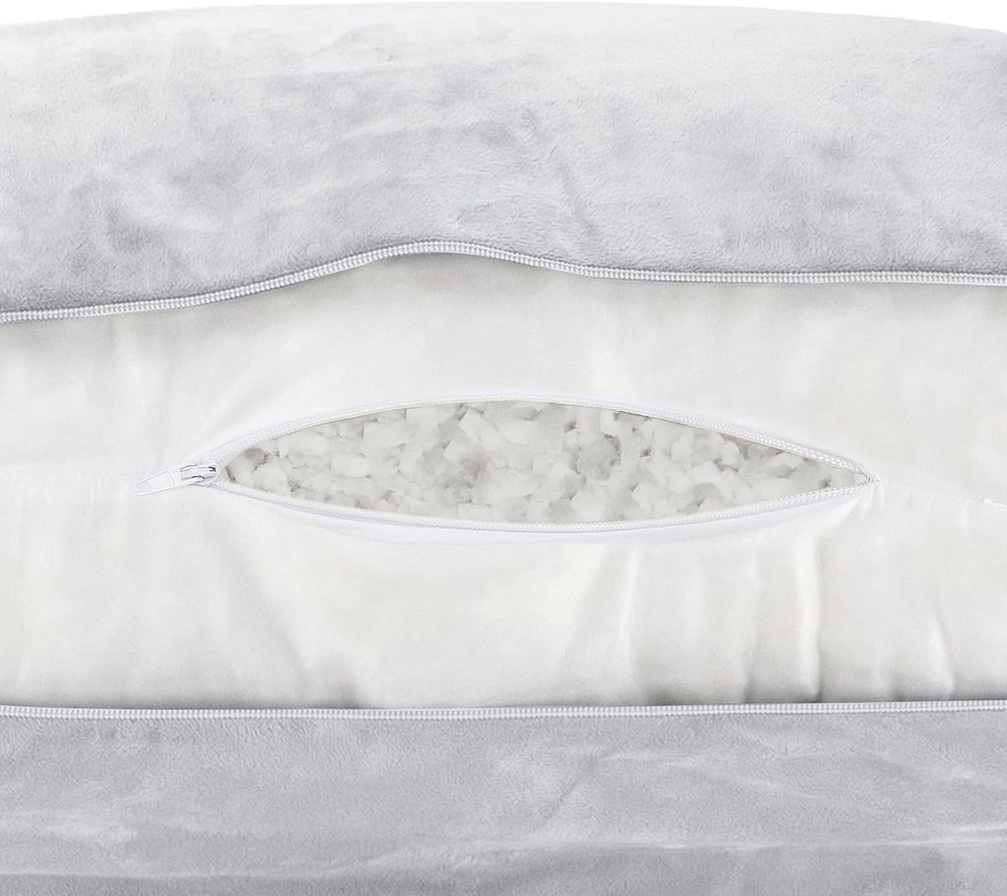 Husband Pillow Light Grey, Original Reading Pillow in Bed Rest Chair, Shredded Memory Foam Large Lounge Cushion Adult Backrest with Arms, Comfy Back Support for Sit Sitting Up, Wash/Removable Cover