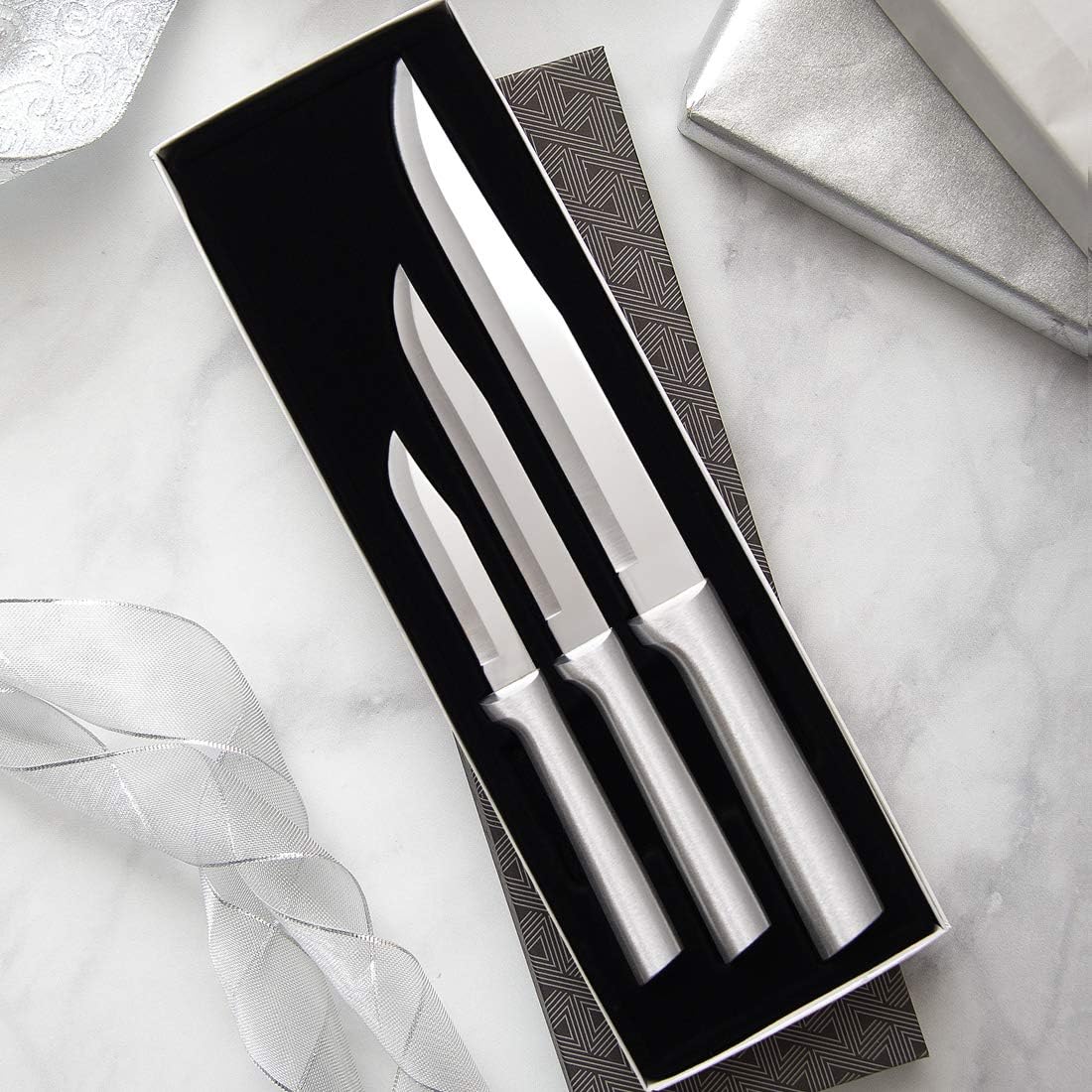 Rada Cutlery Housewarming Gift Set (S02), 3-Piece Knife Set, Stainless Steel Blades, Silver Handle