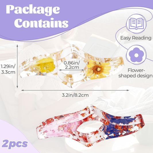 Dried Flower Book Page Holder 2PCS Book Accessories Thumb Book Page Holder Handmade Flower Bookmark for Reading Lovers Gifts for Book Lovers Teachers Students Kids (StyleB 2Pcs)