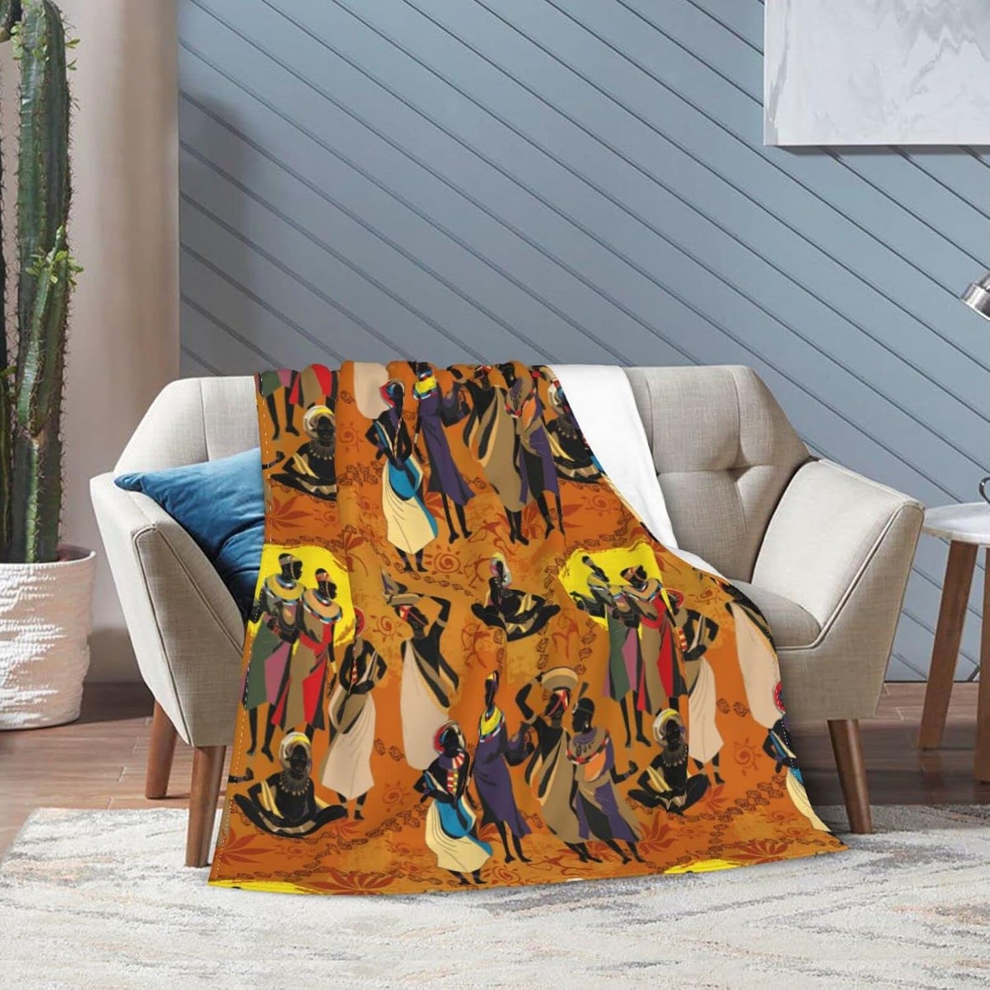 Black Women Fleece Throw Blanket Ultra Soft Cozy Ethnic African American Decorative Flannel Blanket for Home Bed Couch Chair Travel 60x50in
