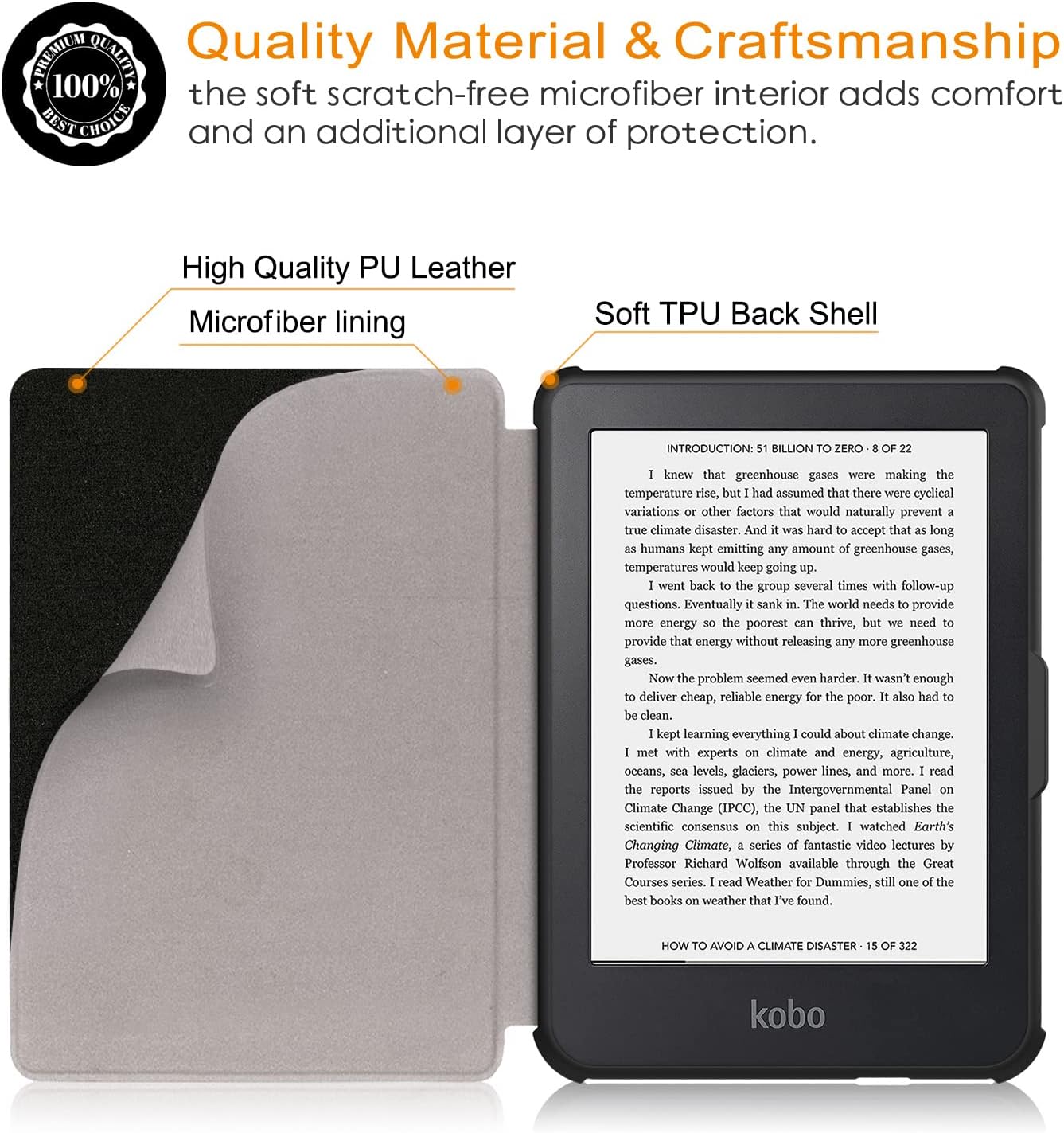 Case Compatible with Kobo Clara Colour/Clara BW(2024)/Clara 2E (2022)/Tolino Shine Color/Shine 5(2024)/Shine 4 (2022) 6" Slim Shell with Stand Function Auto Wake/Sleep Smart Cover,Black