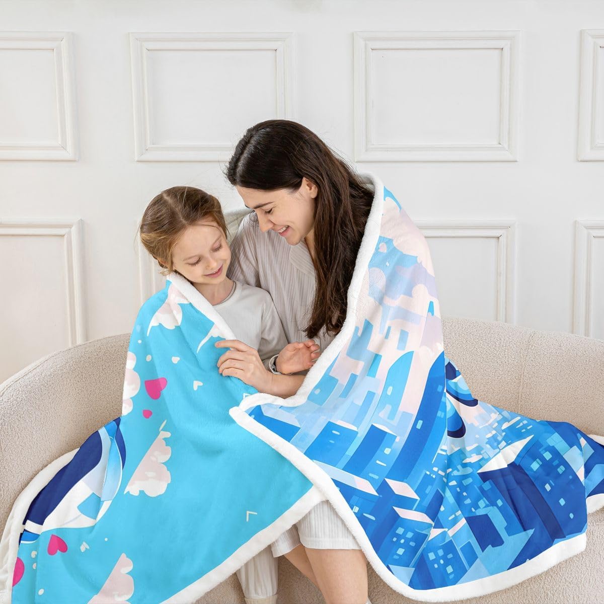Erosebridal Blue Robot Blanket Throw,Cartoon Machine Robot Blankets and Throws for Kids Boys Girls Bedroom Decor,Science Themed Fleece Blanket Sci Fi Blanket 60"x80" for Bed Couch