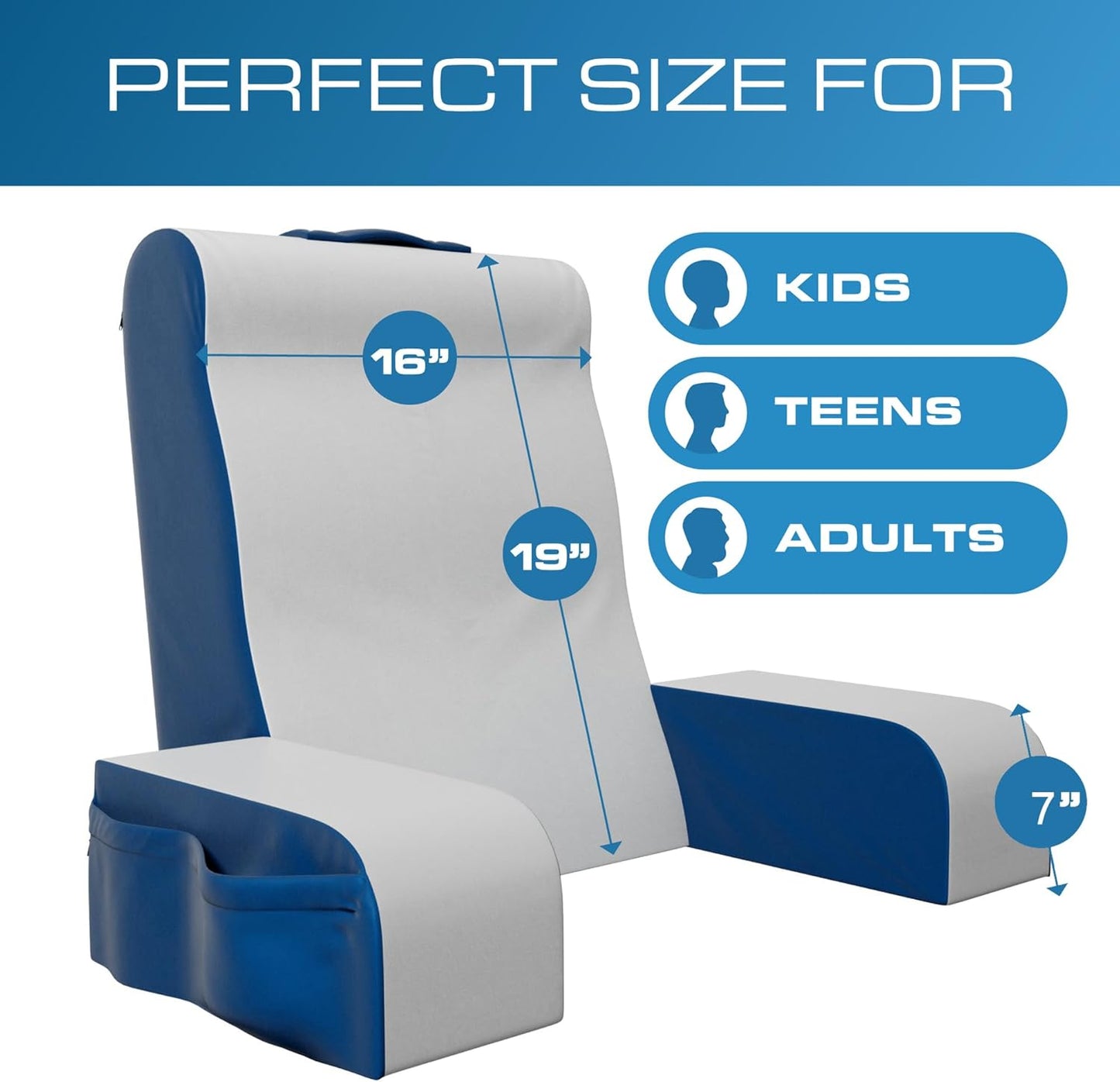 Wedge Reading Pillow with Arms — 19in, Plush Backrest, Bed Chair Support