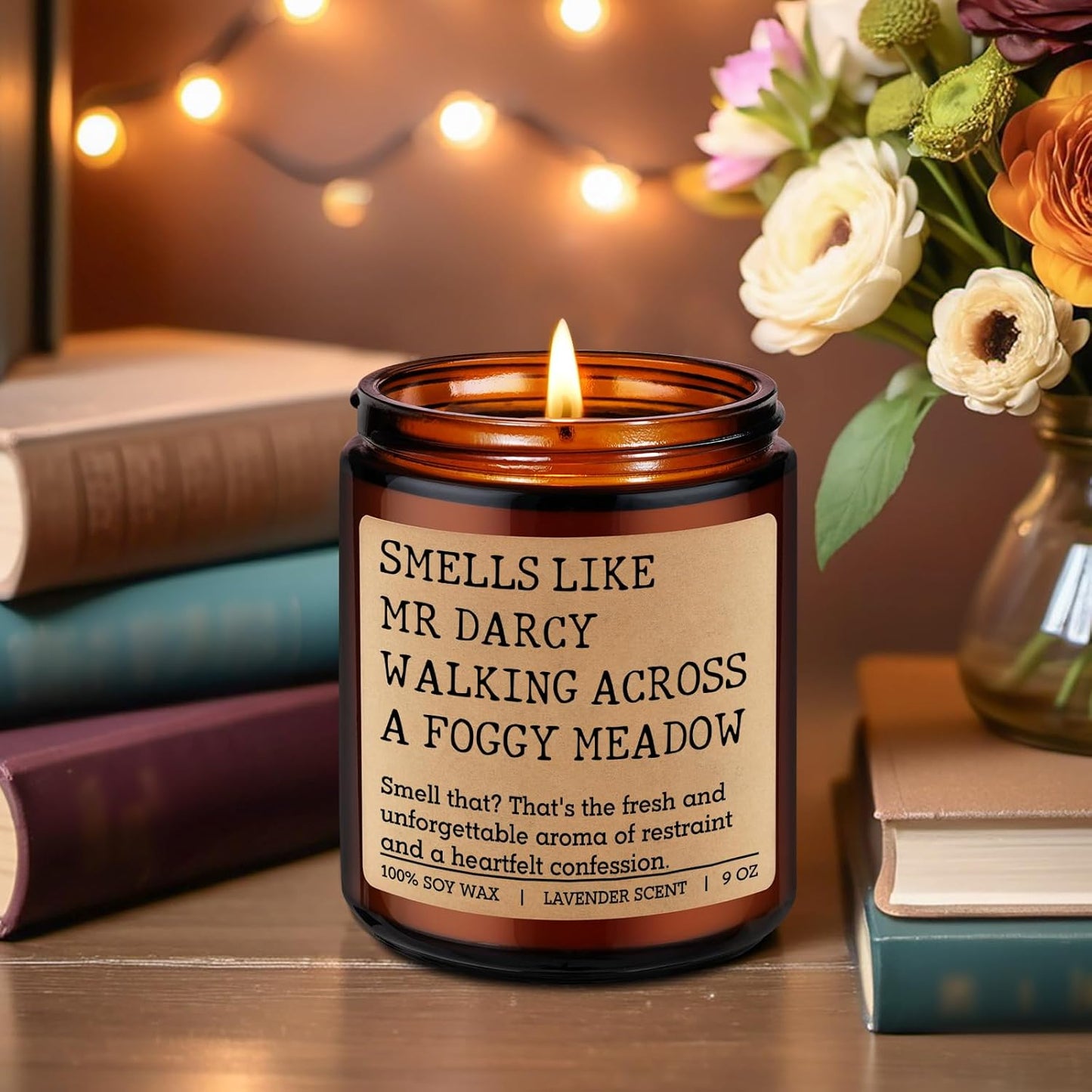 LEADO Mr Darcy Candle, Pride and Prejudice Gifts for Women, Men - Bookish Romantic, Jane Austen Gifts for Friends - Funny Mothers Day, Birthday Presents for Jane Austen Fans, Darcy Lovers, Book Lovers