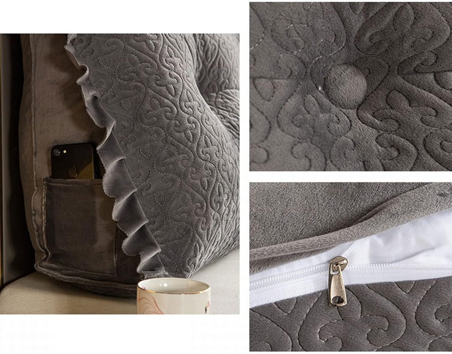 Reading Pillows for Sitting in Bed for Adult and Kids Extra Large Wedge Body Positioners Pillow with Wavy Hemming Long Headboard Back Support Lumbar Cushion