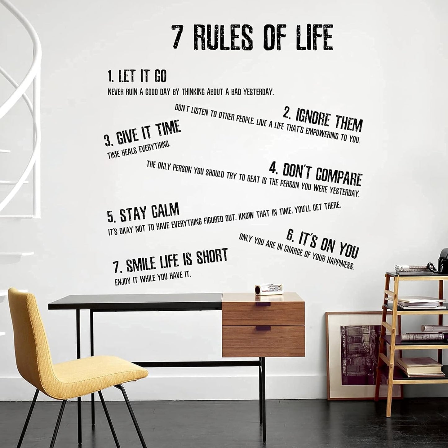 Inspirational Quotes Large Removable Motivational Vinyl Wall Stickers 7 Rules of Life Positive Word Sayings Spiritual Decor for Office Living Room Classroom Bathroom