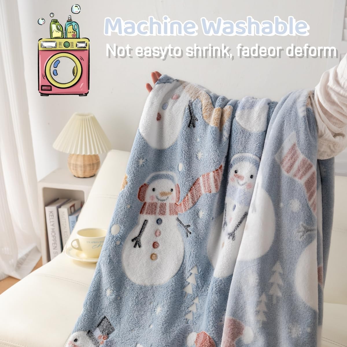 Christmas Blanket Snowman Blankets Gift, Glow in The Dark Blankets, Cozy Soft Fleece Blankets for Holiday Décor, Children Boys Girls Teens Holiday, 50"*60", Kids Blanket, Sky Blue