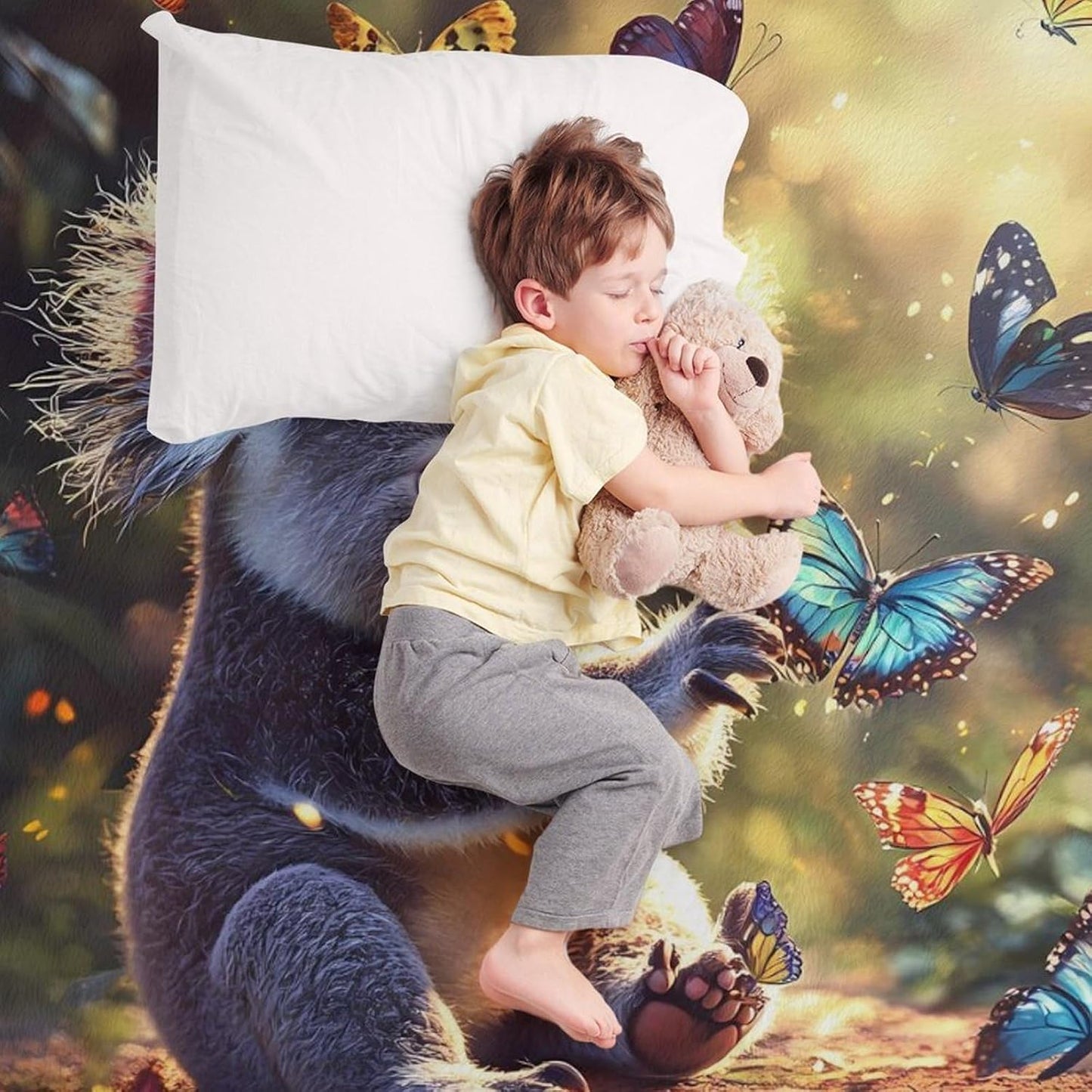 Koala Butterfly Throw Blanket for Couch Bed Plush Cozy Fuzzy Flannel Blanket for All Season 50"x70"
