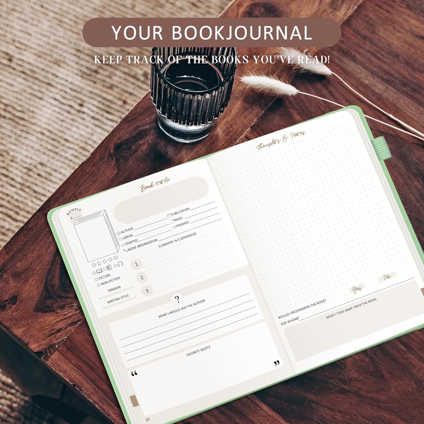 Reading Journal with 52 Reviews & Progress Tracking - Book Journal Reading Log 176 Pages - A5 Hardcover Reading Tracker Journal - Gift for Book Lovers & Readers - Keeping Notes on Your Favorite Books