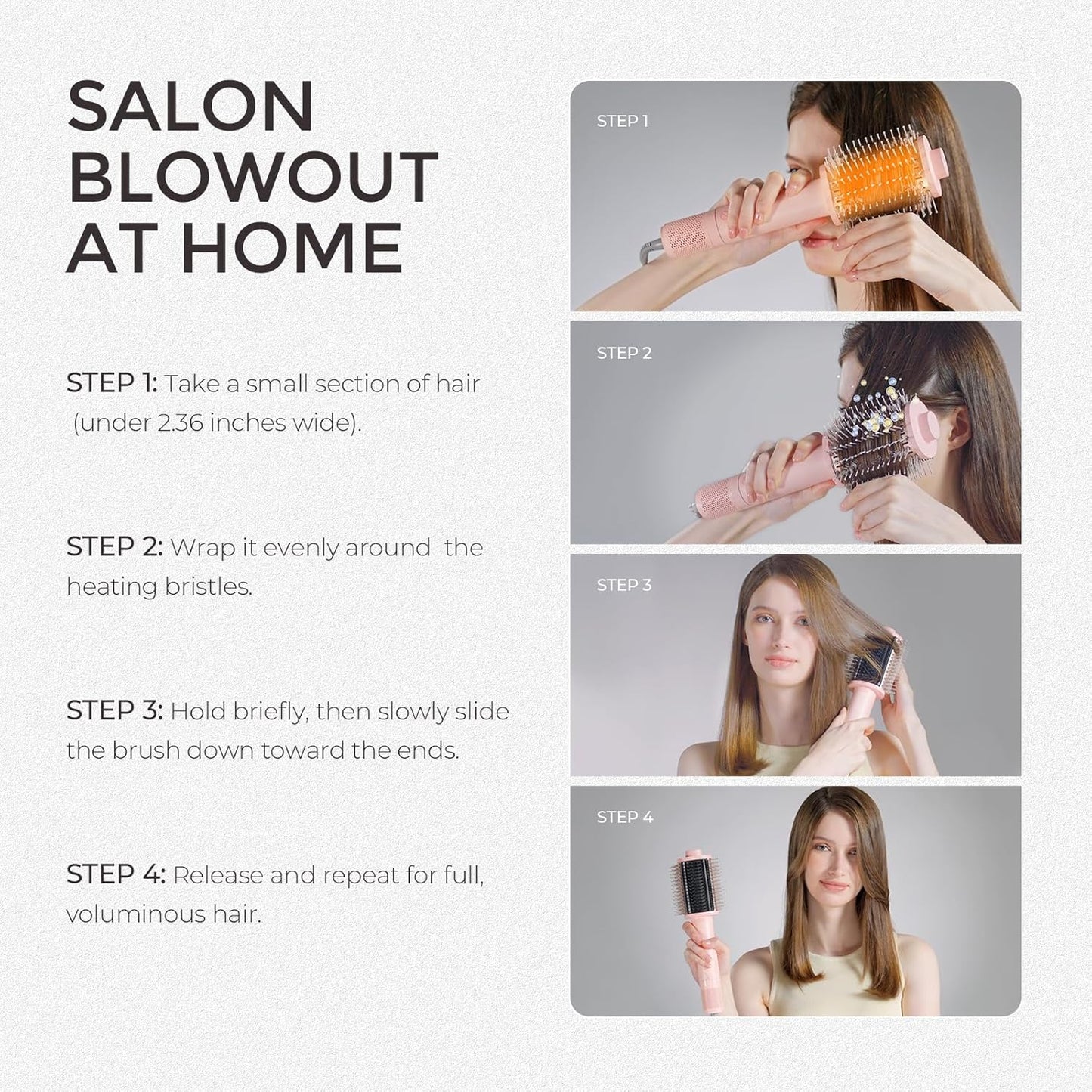 TYMO 4.0 Hair Blow Dryer Brush - Lightweight 3X Faster Drying 5-in-1 Ionic Blowout Hair Dryer Brush Adds Shine, Volume & Fullness for Smooth, Anti-Frizz Straight, Curl & Blowout Styles, Metal Grey