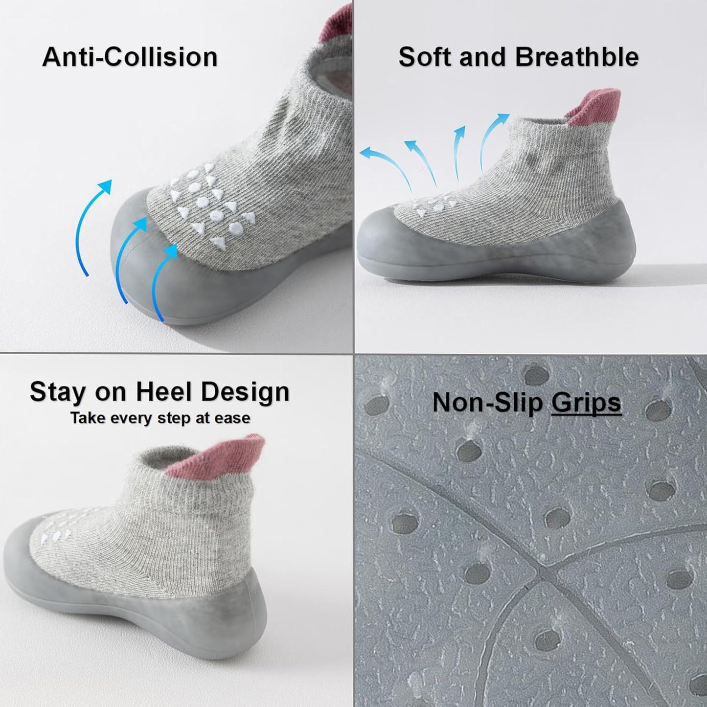 Hstyle Baby Sock Shoes Toddler Walking Shoes Infant Non-Slip Slippers Soft Rubber Sole Sneakers for Baby Boys Girls
