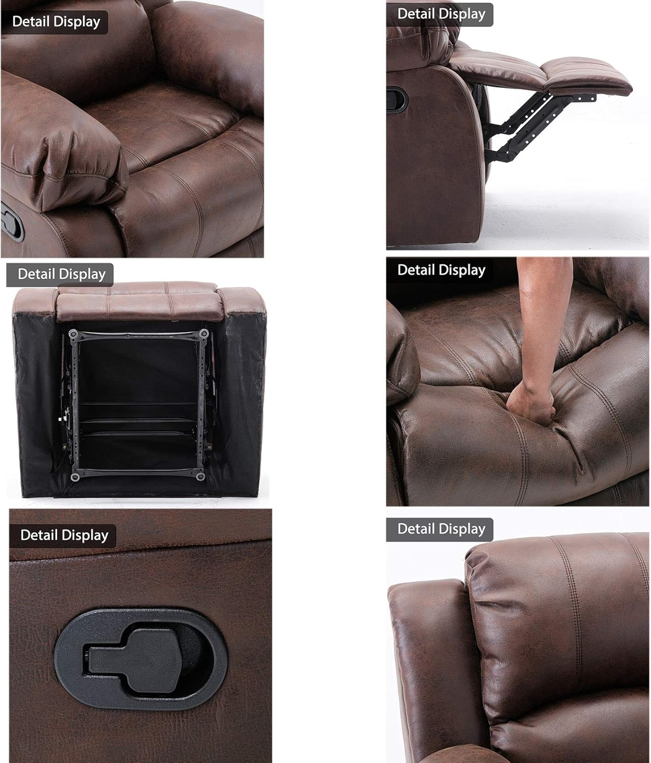 Faux Leather Home Theater Seating Manual Living Room Single Chair Reclining Sofa Ergonomic Lounge Chair Reading Chair