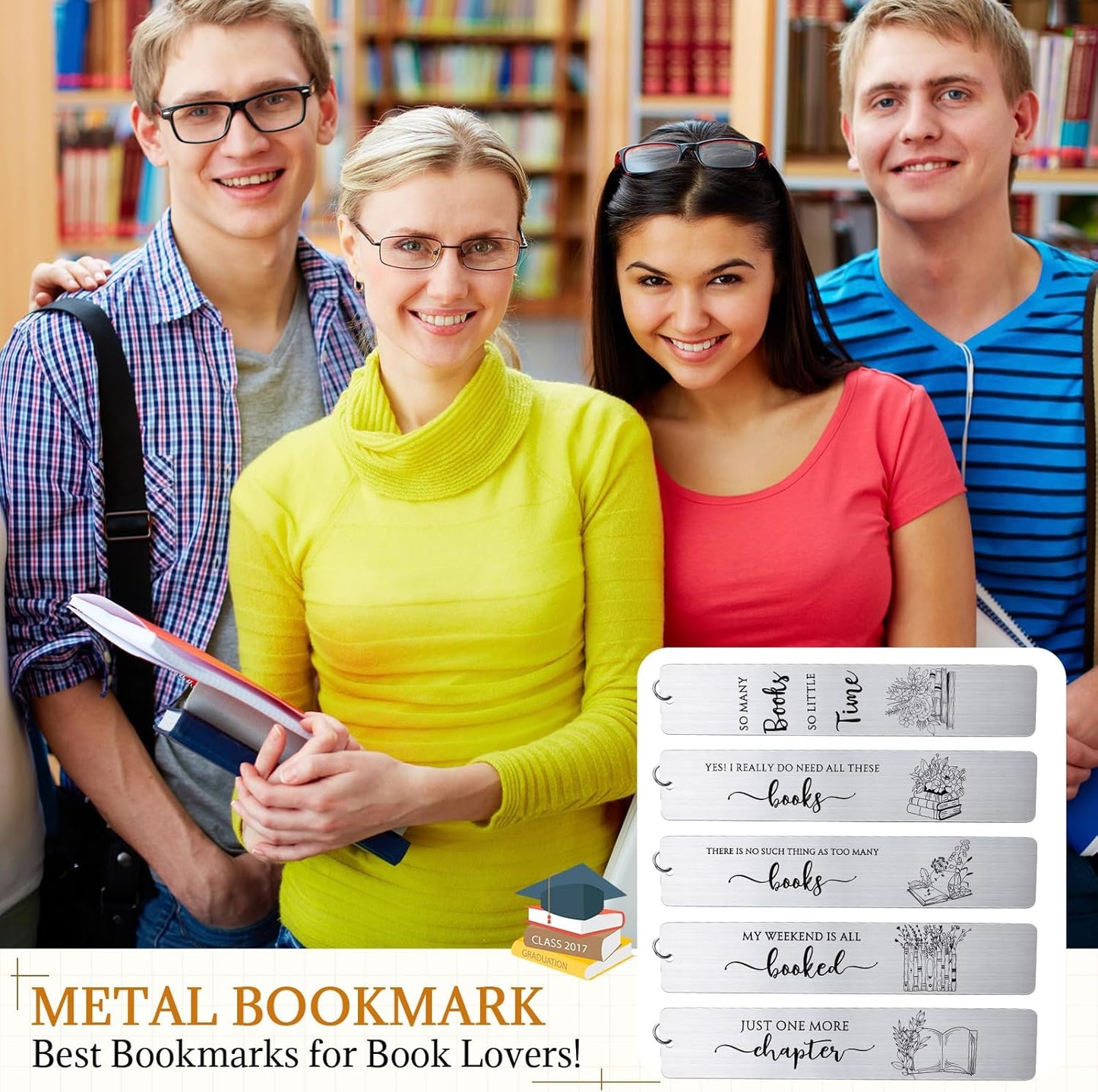 Skyygemm 24 Pcs Book Lovers Gift for Her Him Metal Bookmarks 6 Styles Library Reading Bookmarks Book Club Gift Ideas for Students Senior College