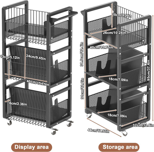 UMDONX Book Cart Heavy Duty Double-Sided with Silent Wheels & 3 Magnetic Book Supports Rolling Bookshelf Library Book Truck for Home, Office, or School