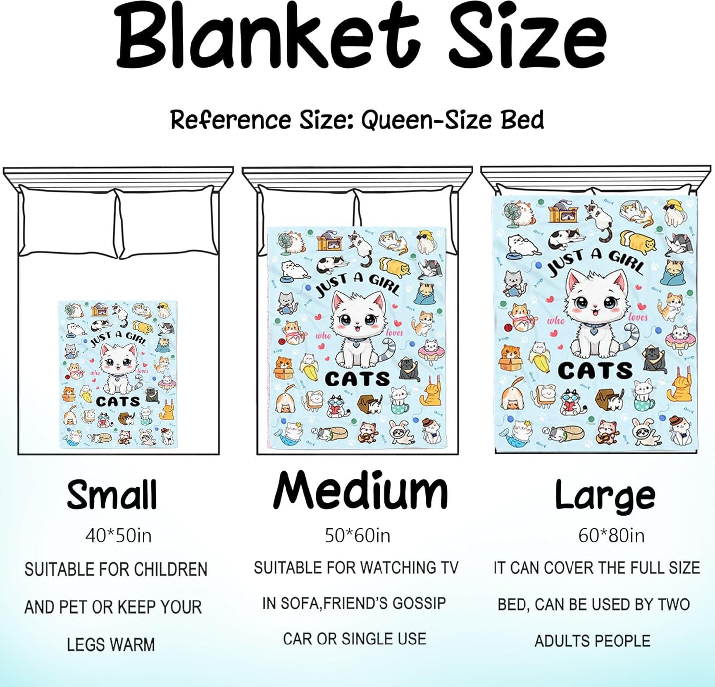 Cat Blanket Gifts for Cat Lovers Soft Flannel Cats Throw Blanket Bedding Decor for Kids Girls Women Adults 50"x40"