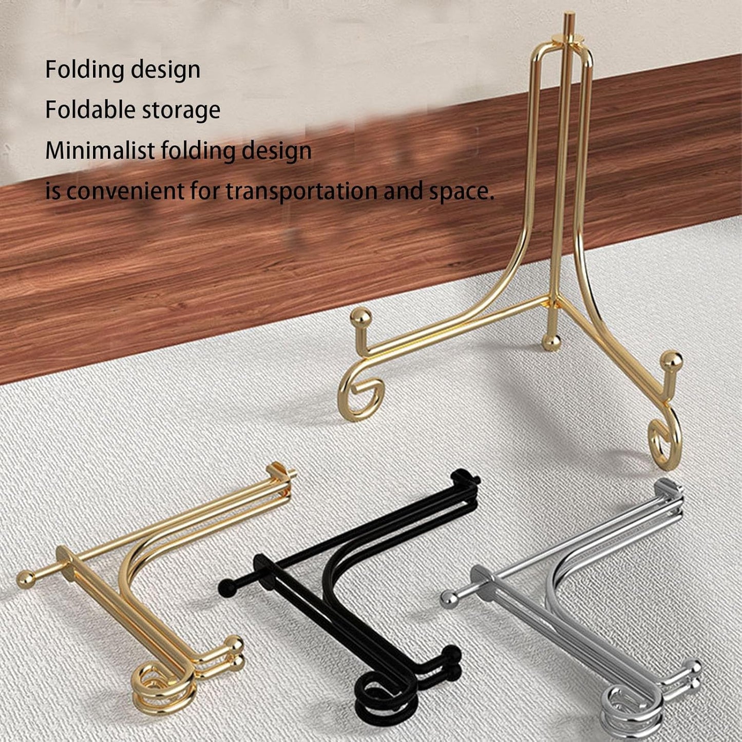 skrnrhrery Iron Display Stand, 2 Pcs Black Plate Stands, for Frames, Decorative BoardPictures, Books, Artworks (4 in)
