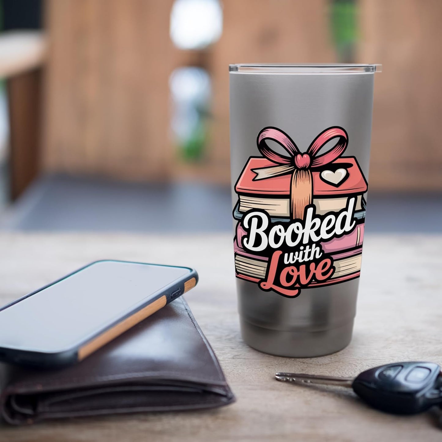Booked with Love Romantic Reader Quote Valentine Book Lover Stainless Steel Insulated Tumbler