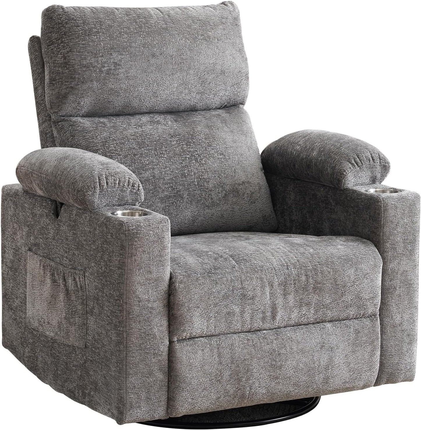 Electric Glider Rocking Recliners Chair with Adjustable Armrests Power Swivel Recliner Chairs with Massage and Heat Headrest for Home Furniture