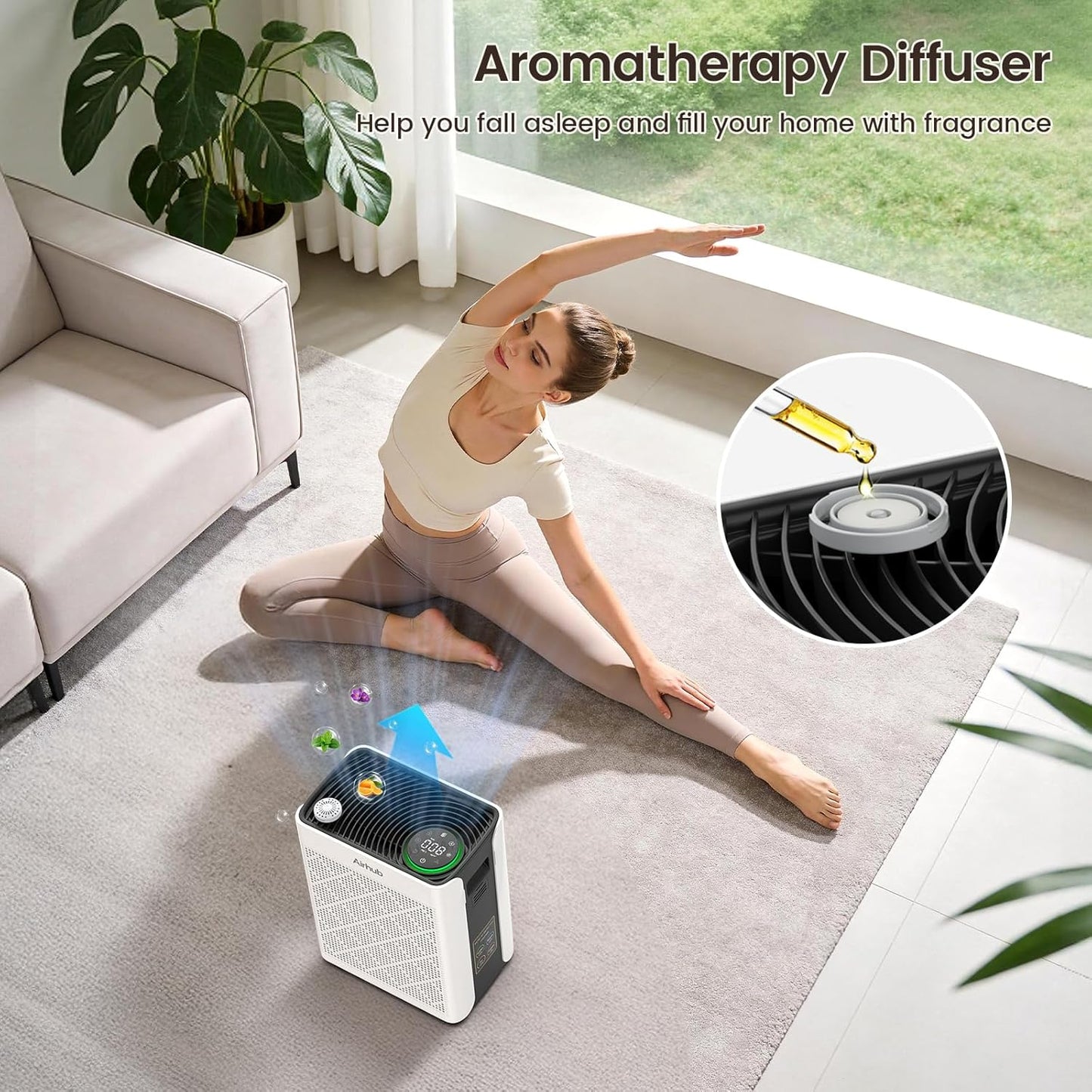 Air Purifier for Home, Air Purifiers for Bedroom Large Room,AHAM-Verified with PM 2.5 Monitor Washable Filter Hepa Air Cleaner Sleep Mode, Auto Mode with Fragrance for Pets,Dust, Smoke, Pollen