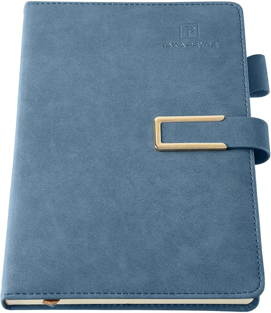 Ruled Journal Notebook, Hardcover Magnetic Clasp Cove, Personal Professional Lined Notebooks, with Pen Loop,Medium 5.7 x 8.3 inches, 120 GSM Thick Paper Gifts Blue