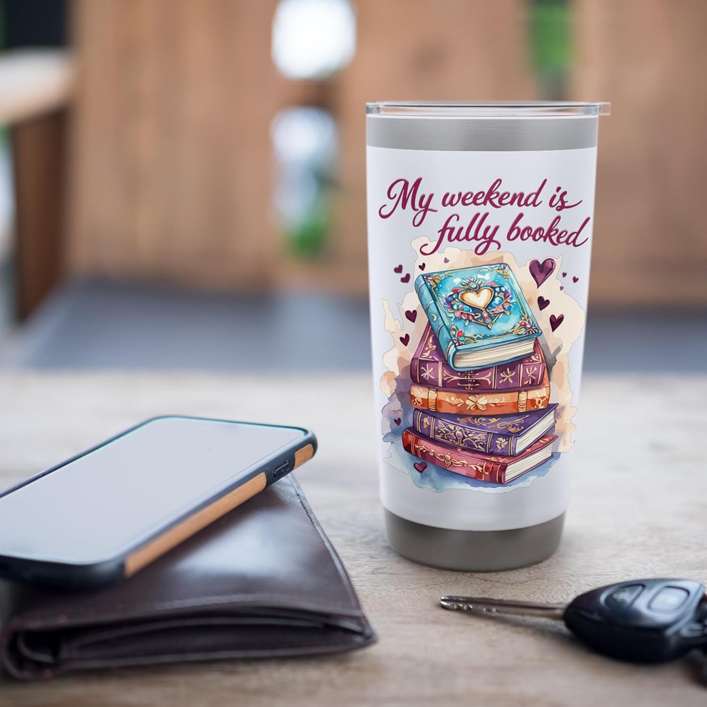 My Weekend Is Fully Booked Reading Quote Book Lover Humor Stainless Steel Insulated Tumbler